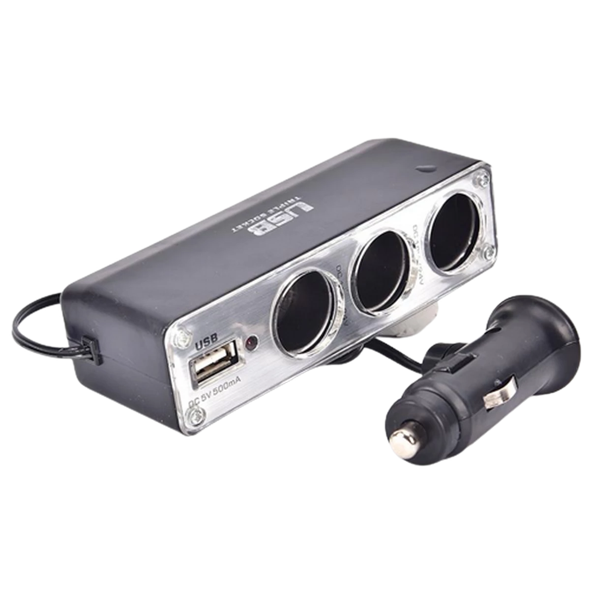 3 WAY USB TRIPLE SOCKET CAR CHARGER + 1 USB CEM