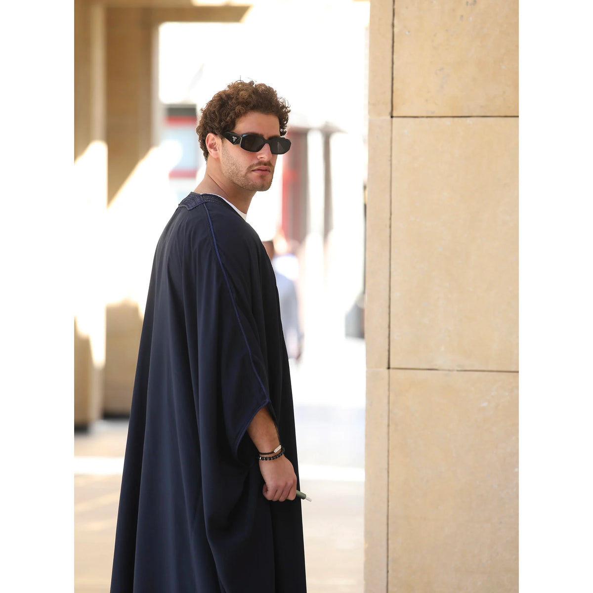 Navy Blue Satin Abaya