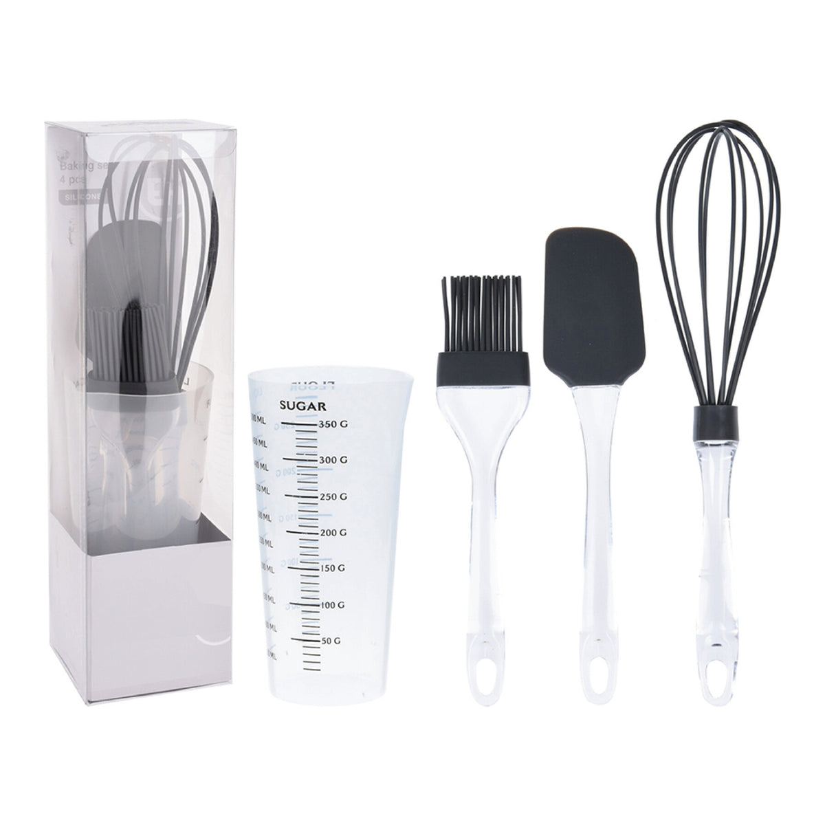 Baking Set 4Pcs Anthracite - Whisk, Spatula, Brush, Cup