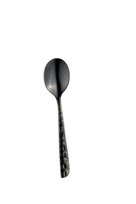 Tea Spoon - Stainless Steel Mirror Finish Black Textured Handle 16cm