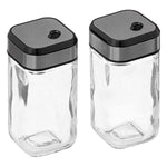 Glass Salt & Pepper Dispenser Set with Metal Lids