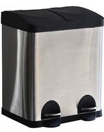 Recycling Bin with Dual Compartments, Stainless Steel