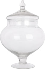 Clear Glass Biscuit Cookie Jar Pedestal Footed D17 x H28 cm