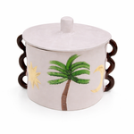 Handmade Ceramic Lidded Serving Pot with Palm Motif D20 x H15 cm