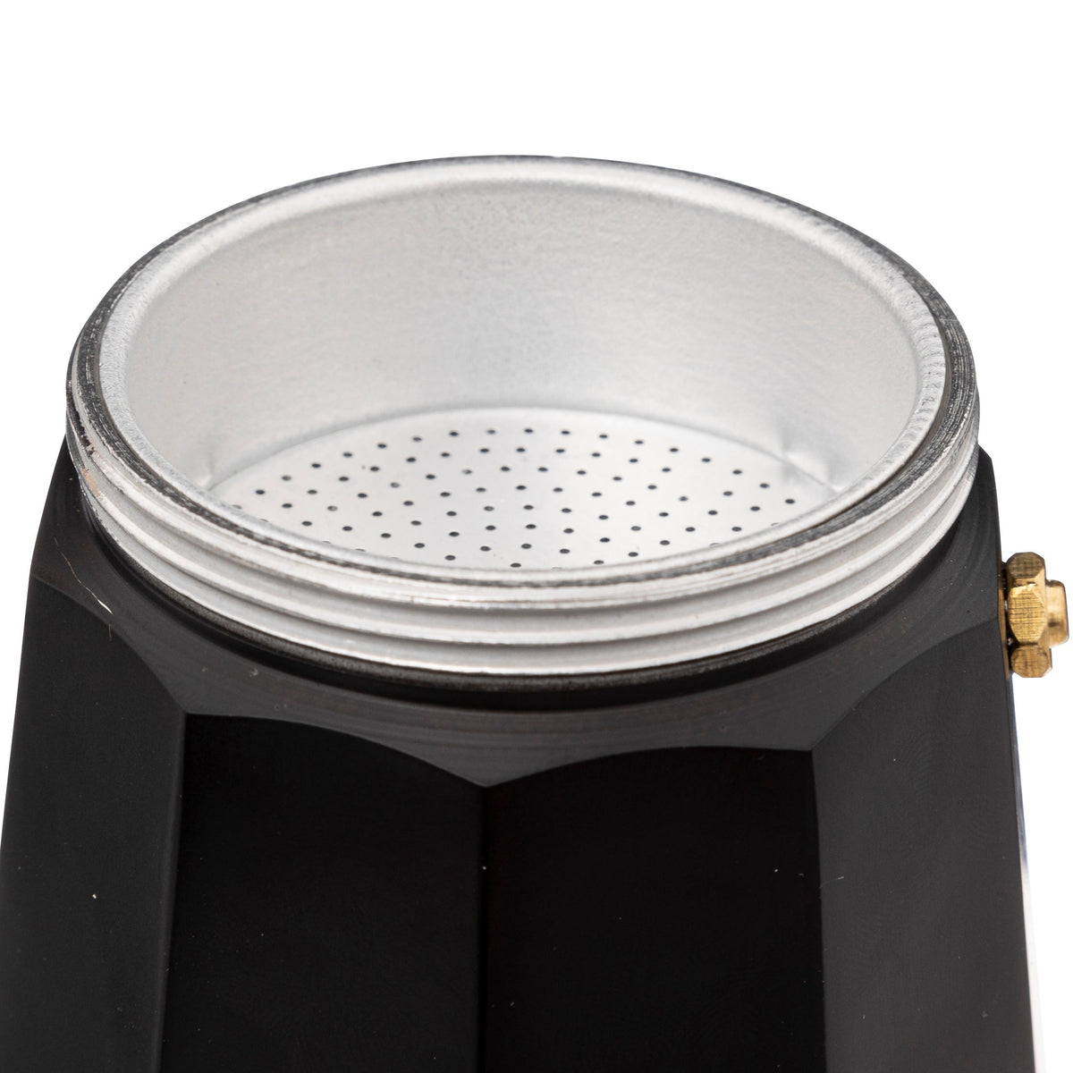 Black 6-Cup Mocha Pot with Wooden Handle - Aluminum Stovetop