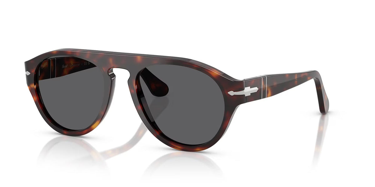 Sunglasses with tortoiseshell frame and dark lenses on a white background