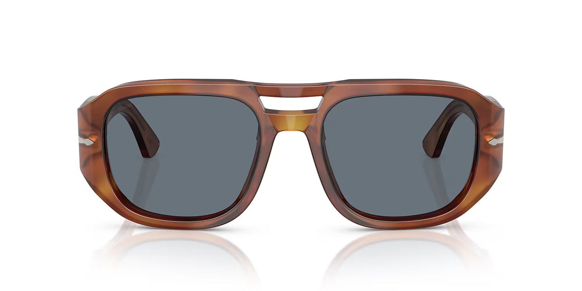 Sunglasses with tortoiseshell frame and dark lenses on a white background