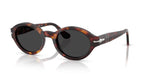 Sunglasses with tortoiseshell frame and dark lenses on a white background