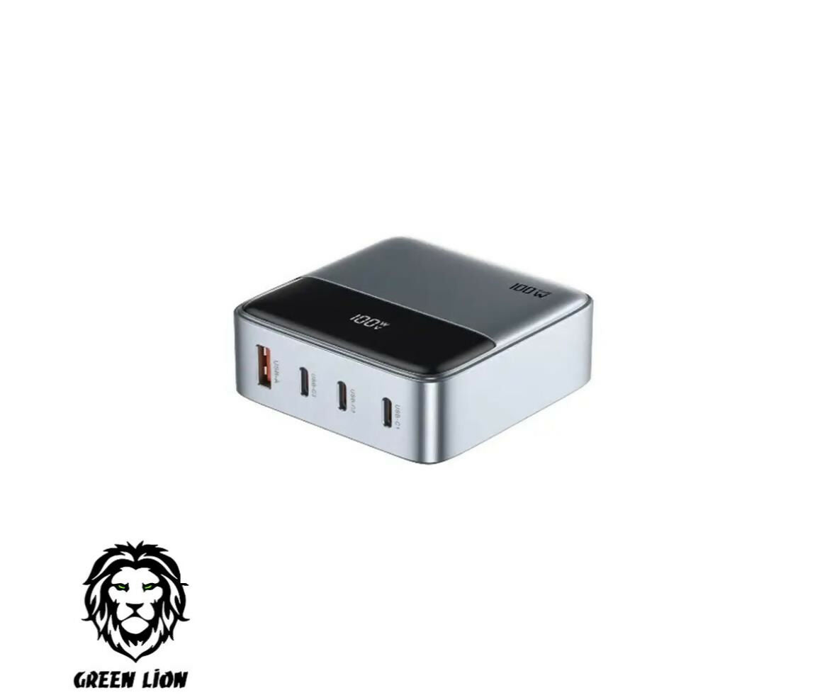 Mobile Charger | 3x USB-C & USB-A | 100W | Green Lion