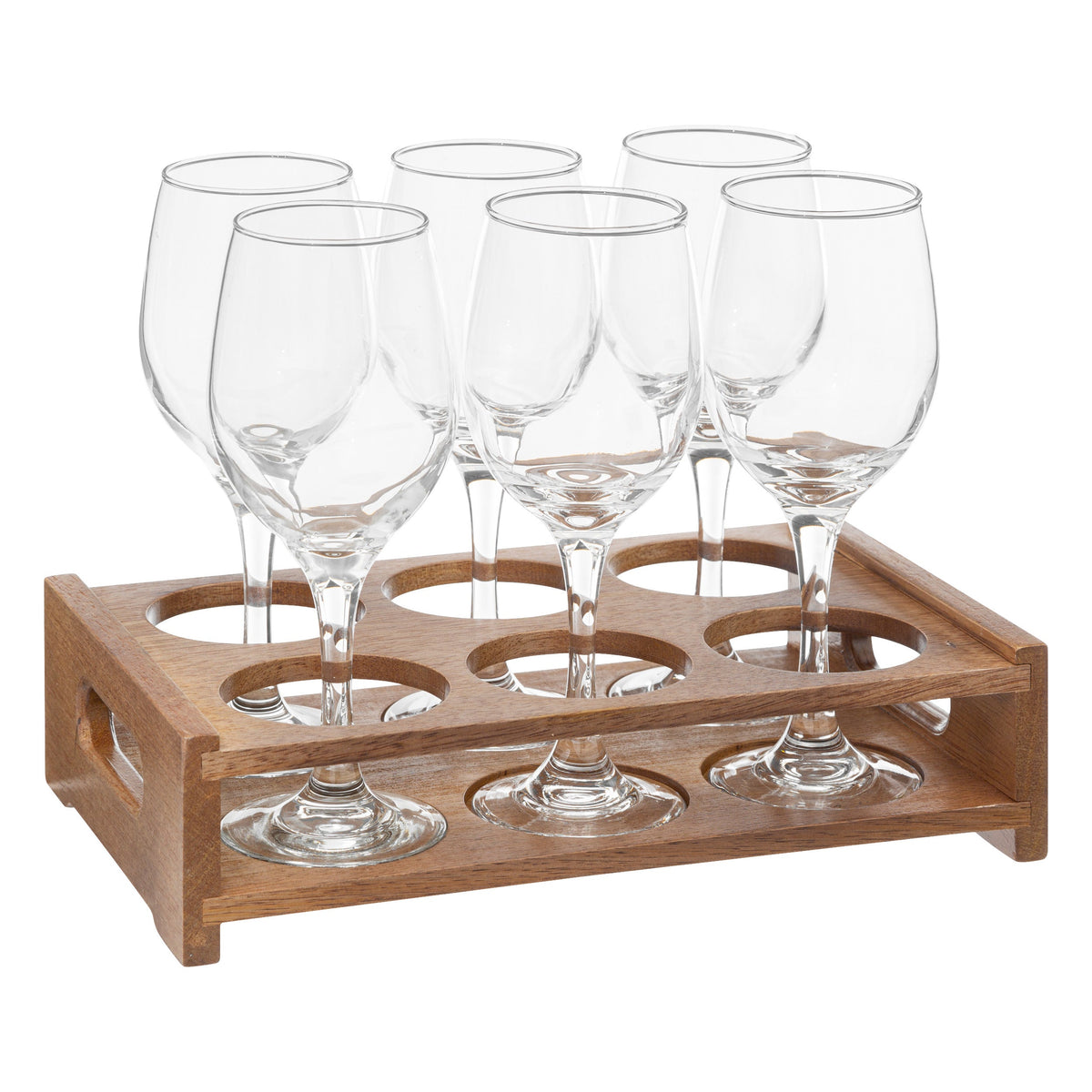 RACK WINE GLASS VICTOR X6 with Mango Wood Base, 6 Holders
