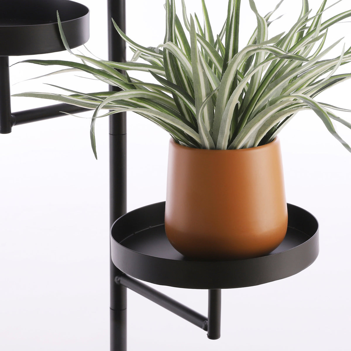 Perry Wall Rack - Round Top Black Metal Shelf, 30x23x80cm