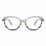 Multicolored eyeglasses with a clear top half
