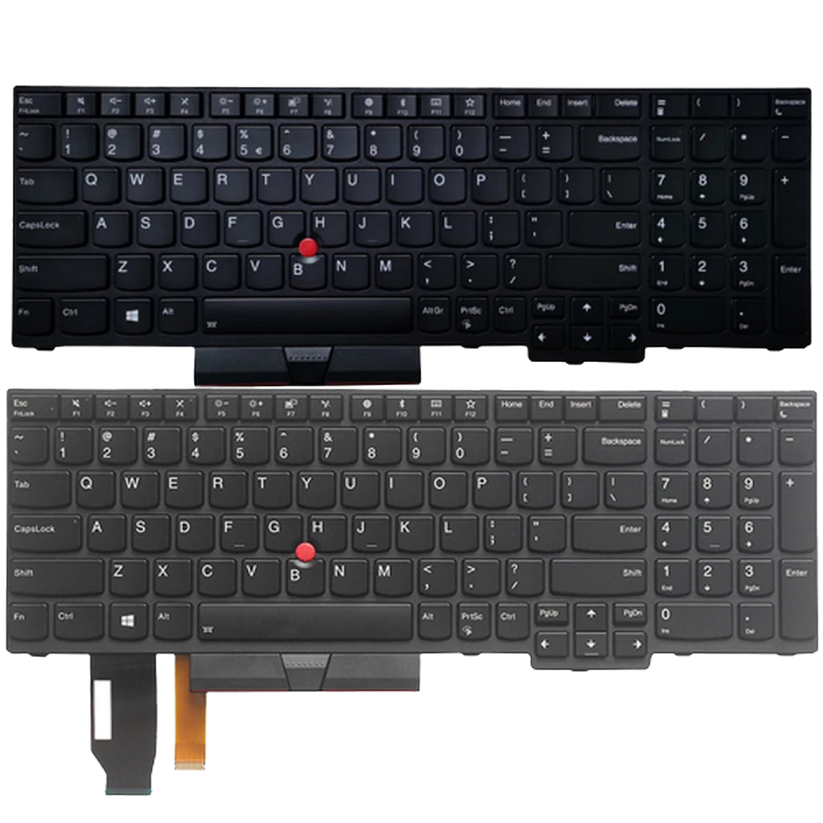 Keyboard Replacement For Lenovo Thinkpad E15 E580 E585 - Red Pointing Stick - US Layout - Black