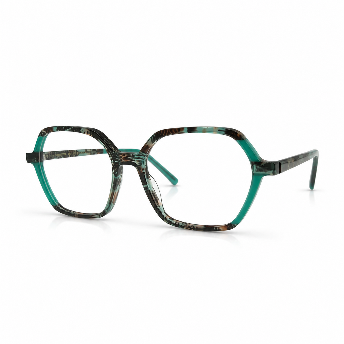 Green and black tortoiseshell eyeglasses 