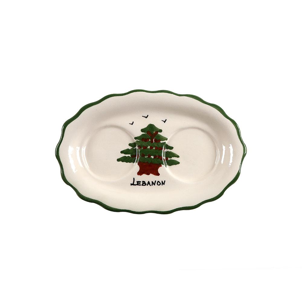 Mouftah El Chark Porcelain Salt & Pepper Hand Painted Porcelain Shakers - Green Lid