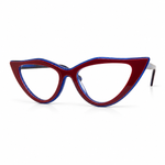 Red and blue cat-eye glasses