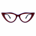 Blue and red cat-eye glasses 