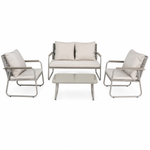 Steel Lounge Set with Glass & Polywood Details