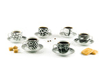 Emily Coffee Cups Pack of 6 - Porcelain, Black