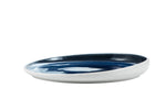 White Matt and Blue Oblique Dinner Plate, Porcelain, Modern Tableware