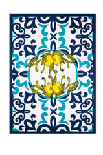 "AMALFI" DISH CLOTH, 100% Cotton, Blue Edging