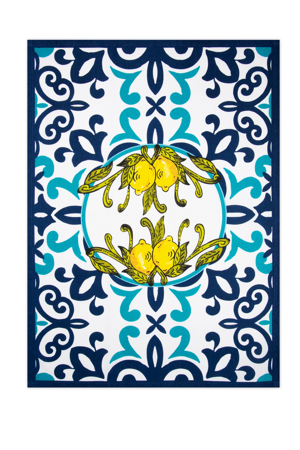 "AMALFI" DISH CLOTH, 100% Cotton, Blue Edging