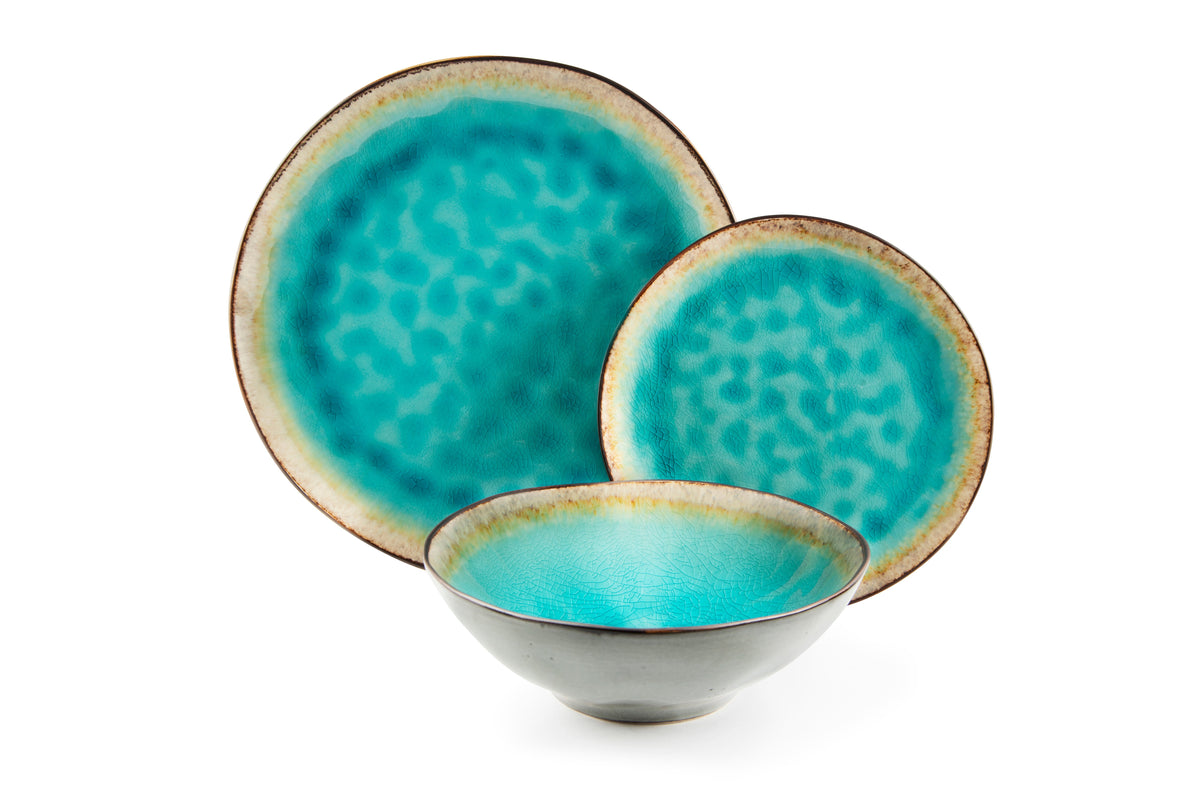 Maldive 12 Piece Stoneware Dinner Set with Reactive Glaze