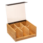 Black bamboo 6-compartment tea box | Tea Storage Organizer