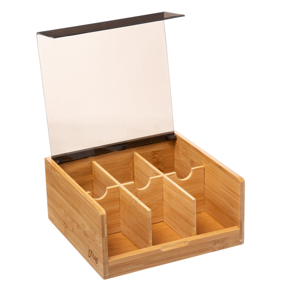 Black bamboo 6-compartment tea box | Tea Storage Organizer