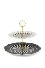 Alice 2-Layer Cake Stand - Elegant Porcelain with Gold Edge
