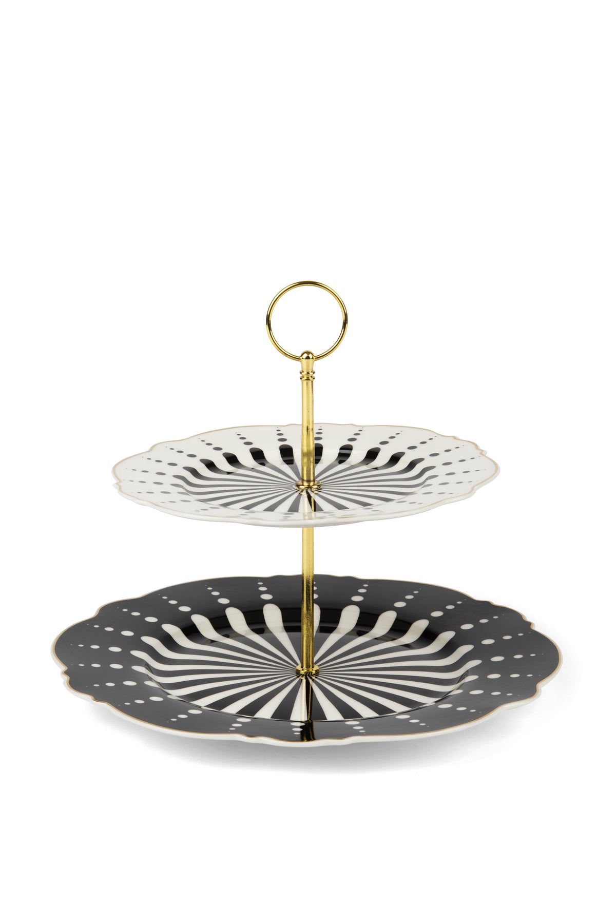 Alice 2-Layer Cake Stand - Elegant Porcelain with Gold Edge