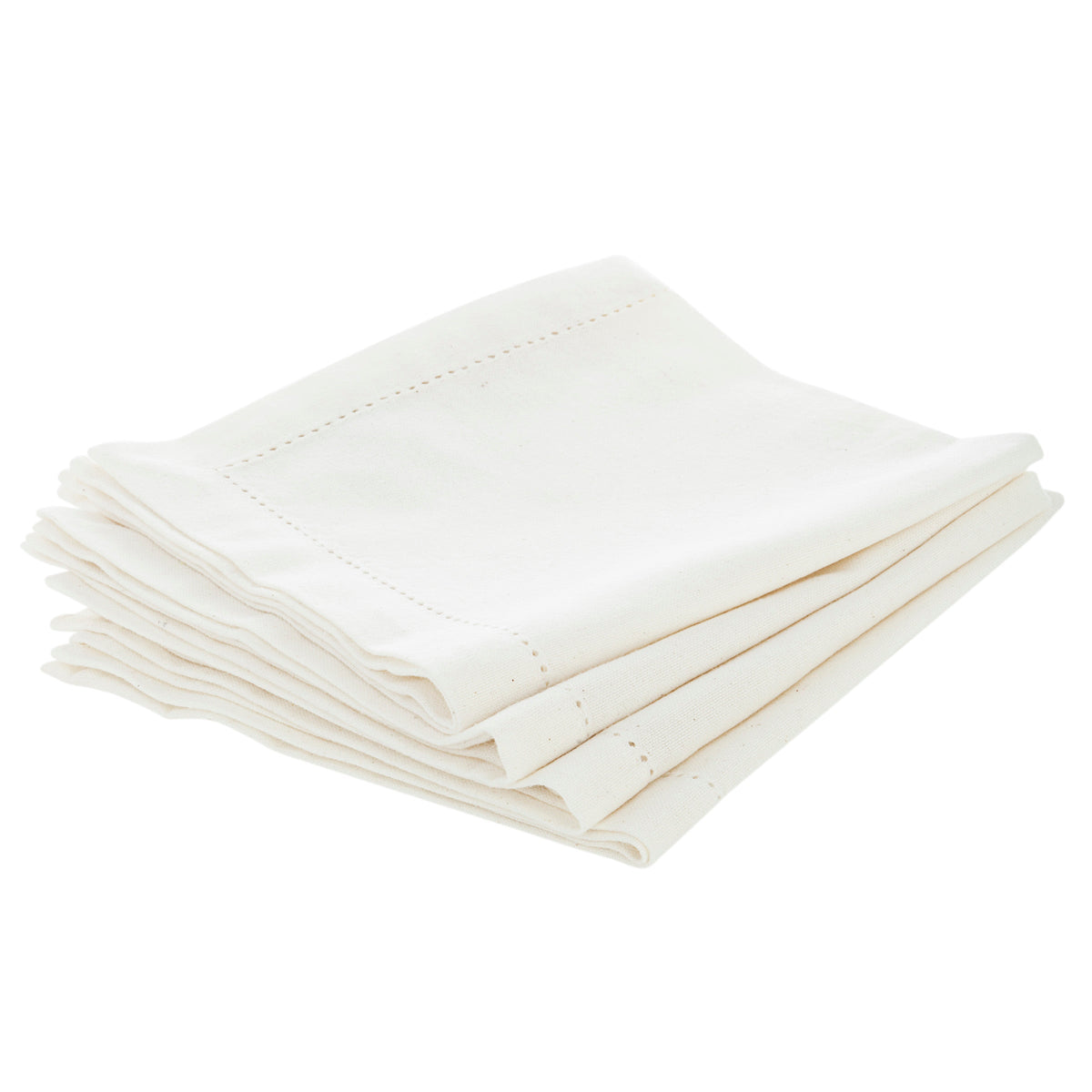 Set of 4 Cotton Napkins - 40 x 40 cm Openwork Border, Grey/White