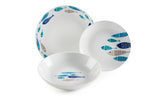 North Sea Dinner Set, 18-Piece, Blue Fish Design
