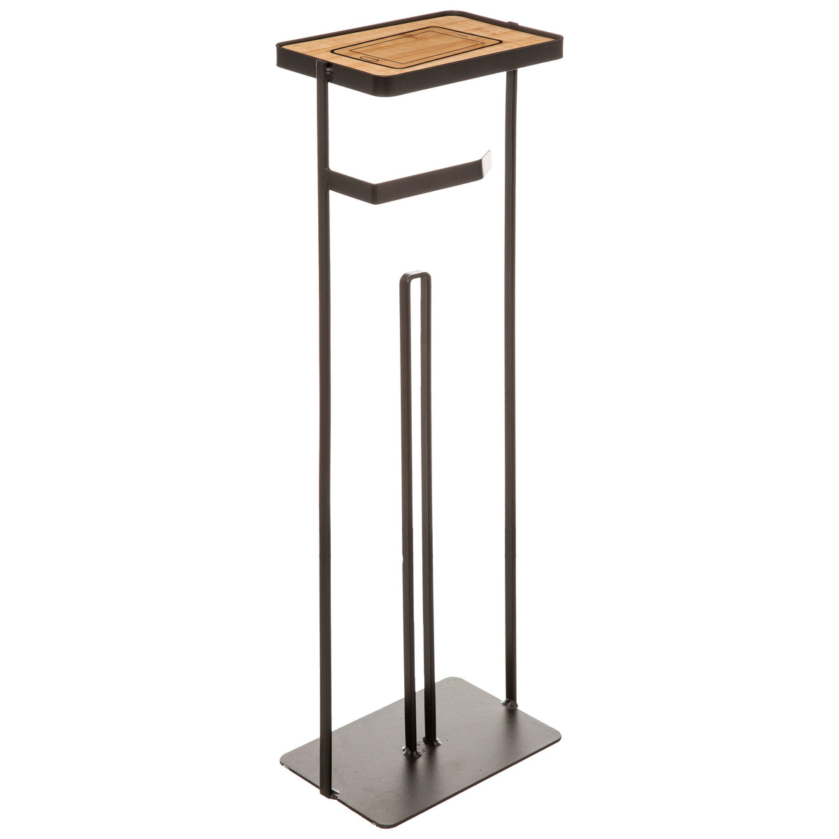 Modern Color Charcoal Toilet Rolls Store and Holder — 3-in-1 Steel Toilet Paper Holder & Phone Shelf
