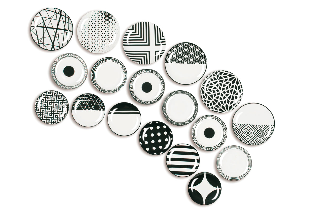 Emily Dinner Set, 18-piece Porcelain, Black and White