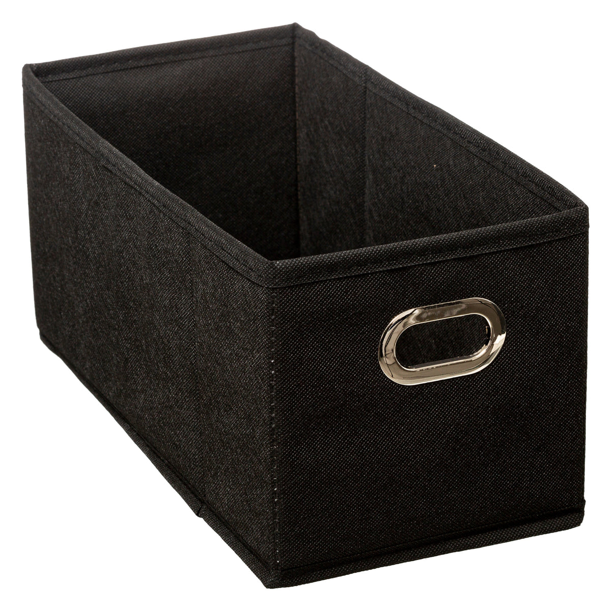 Linen Storage Box - Textured PP Fabric Organizer with Oval Metal Handle