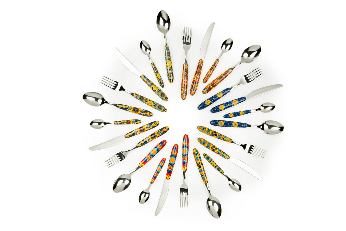 Trinacria 24-Piece Multi Décor Cutlery Set