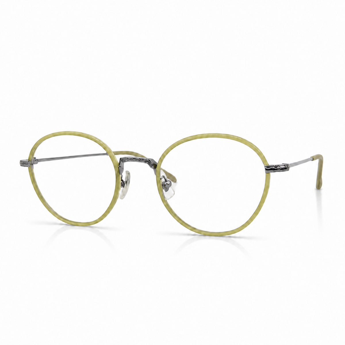 Round eyeglasses with silver frame 