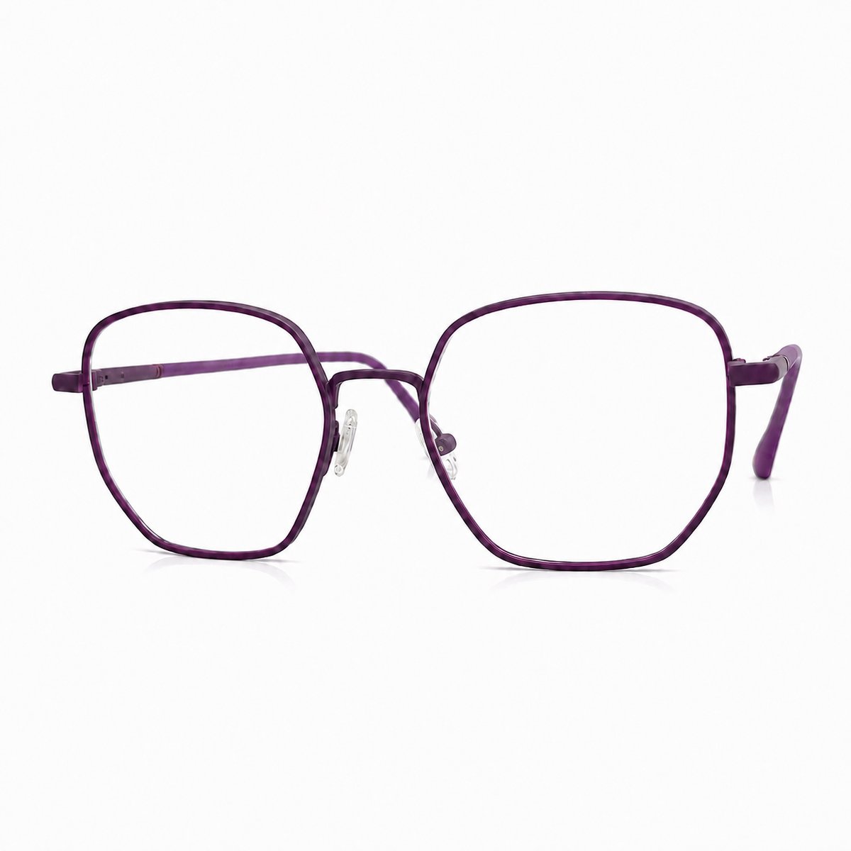 Purple square eyeglasses on a white background