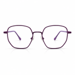 Purple eyeglasses on a white background
