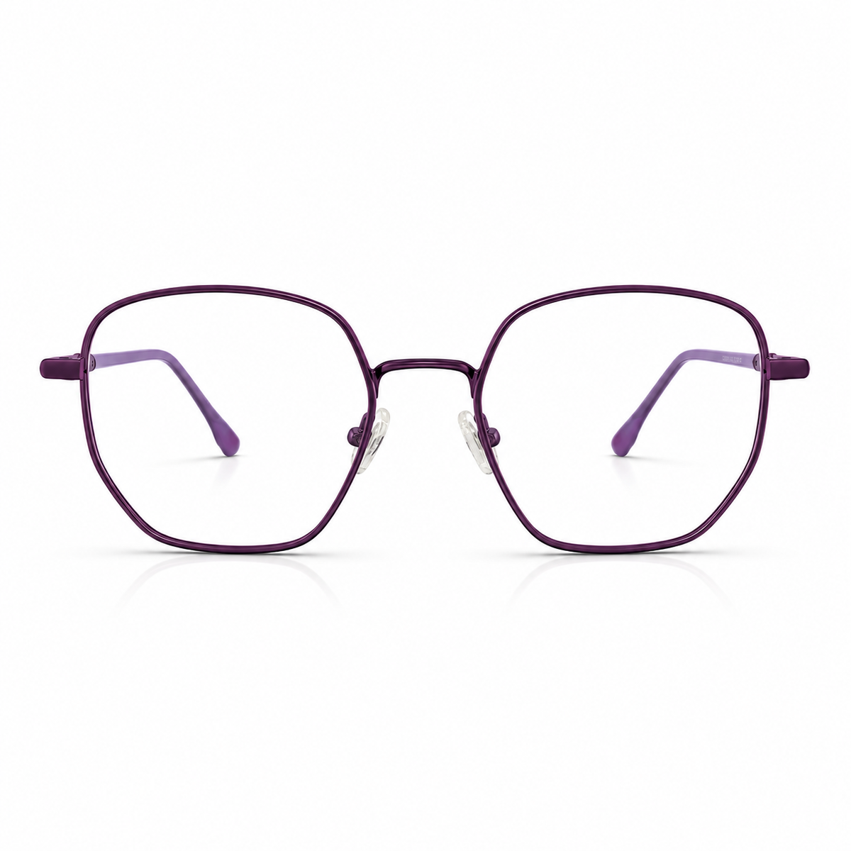 Purple eyeglasses on a white background