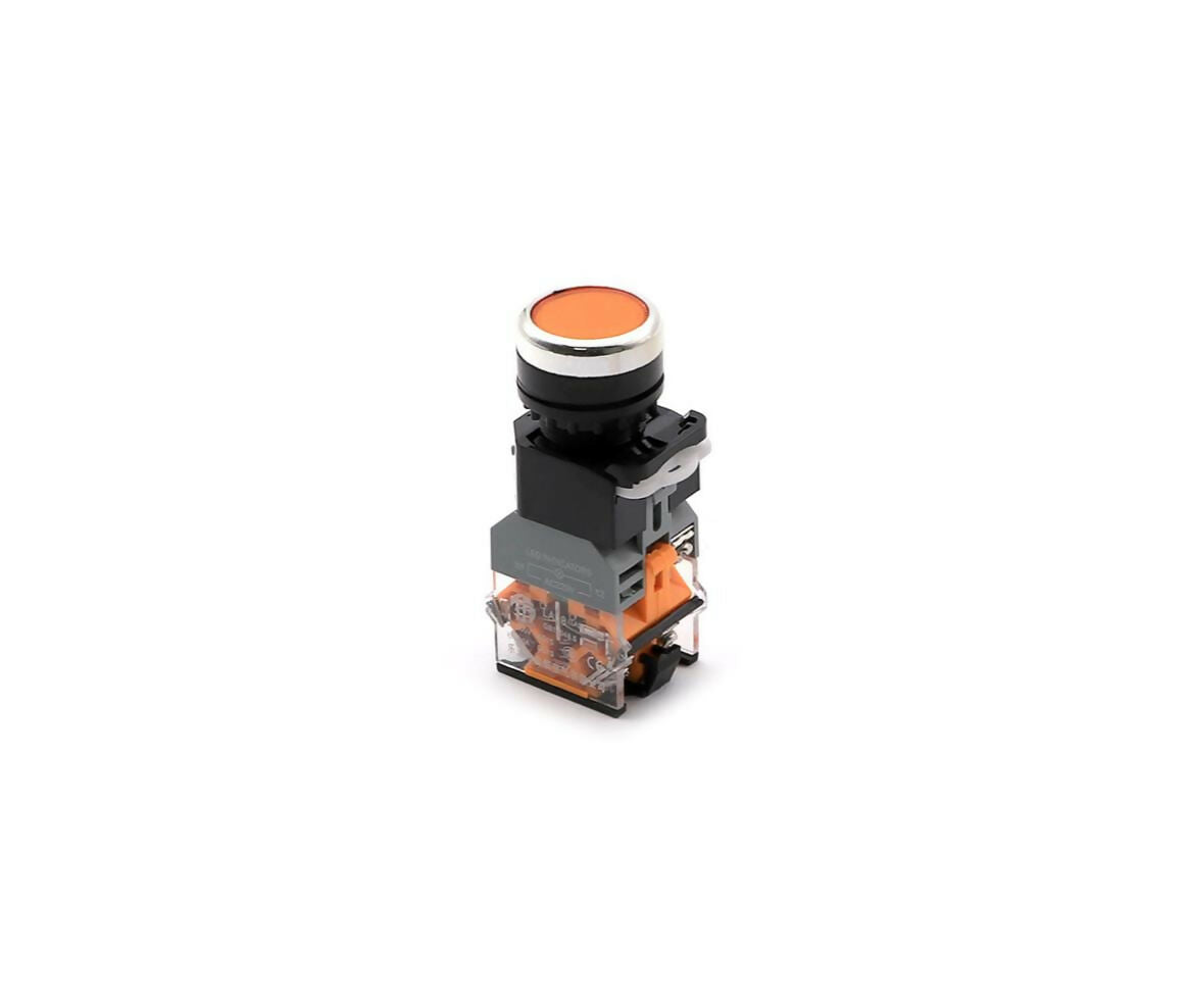 Switch | Push Button | NO & NC | 22mm | With Lamp 220V | Yellow