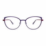 Purple eyeglasses on a white background