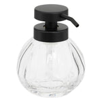 350ml Soap Dispenser Glass Round Ribbed Bottle with Black Pump