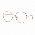 Gold round eyeglasses on a white background
