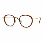Round eyeglasses with tortoise frame on a white background