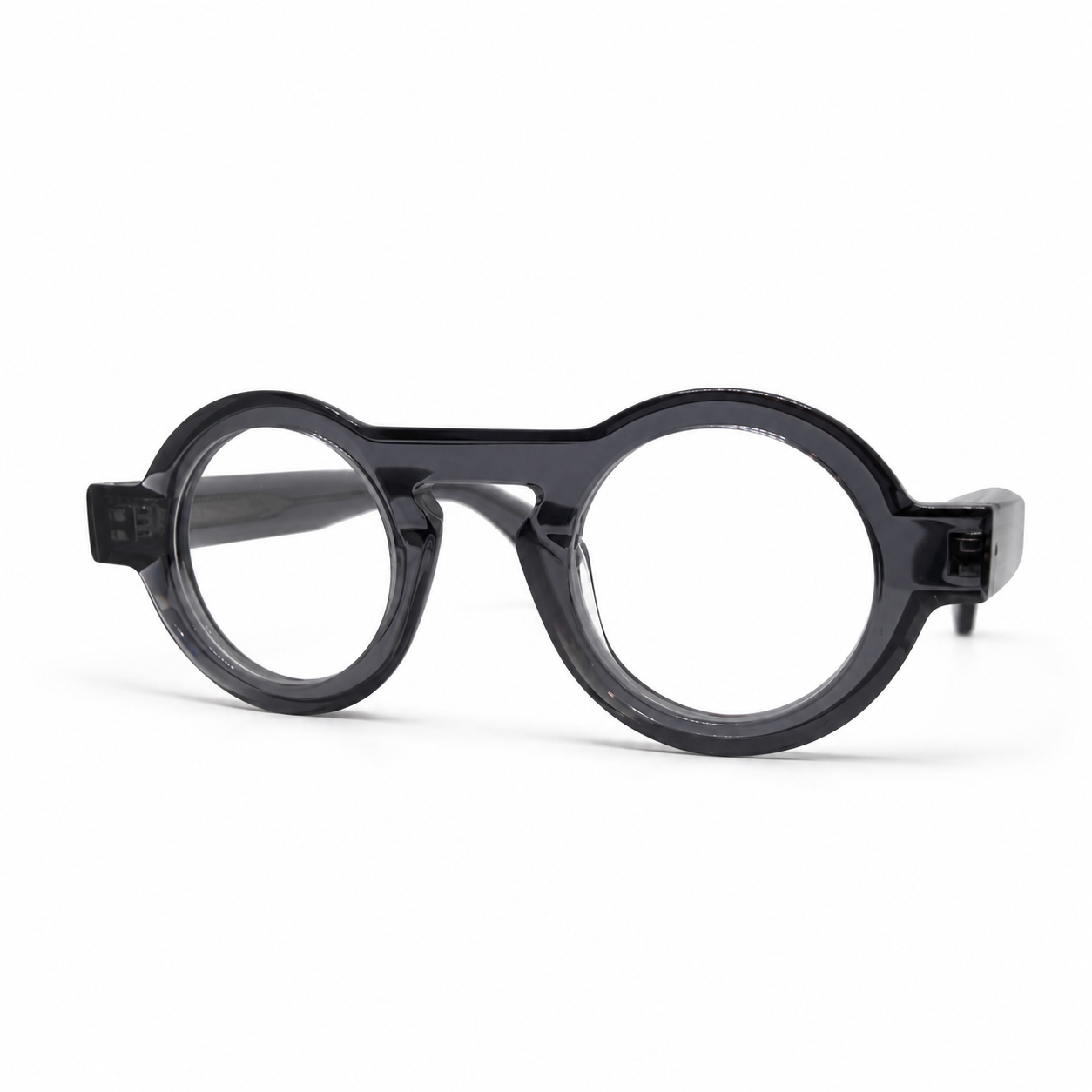 Round black eyeglasses on a white background