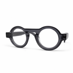 Round black eyeglasses on a white background