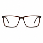 Brown rectangular eyeglasses on a white background