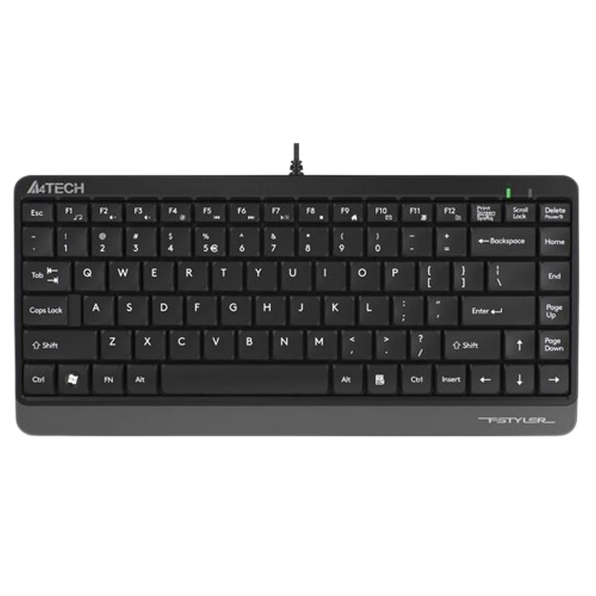 A4Tech (FK11) FStyler Sleek Multimedia USB Compact Keyboard - US Layout - Grey & Black